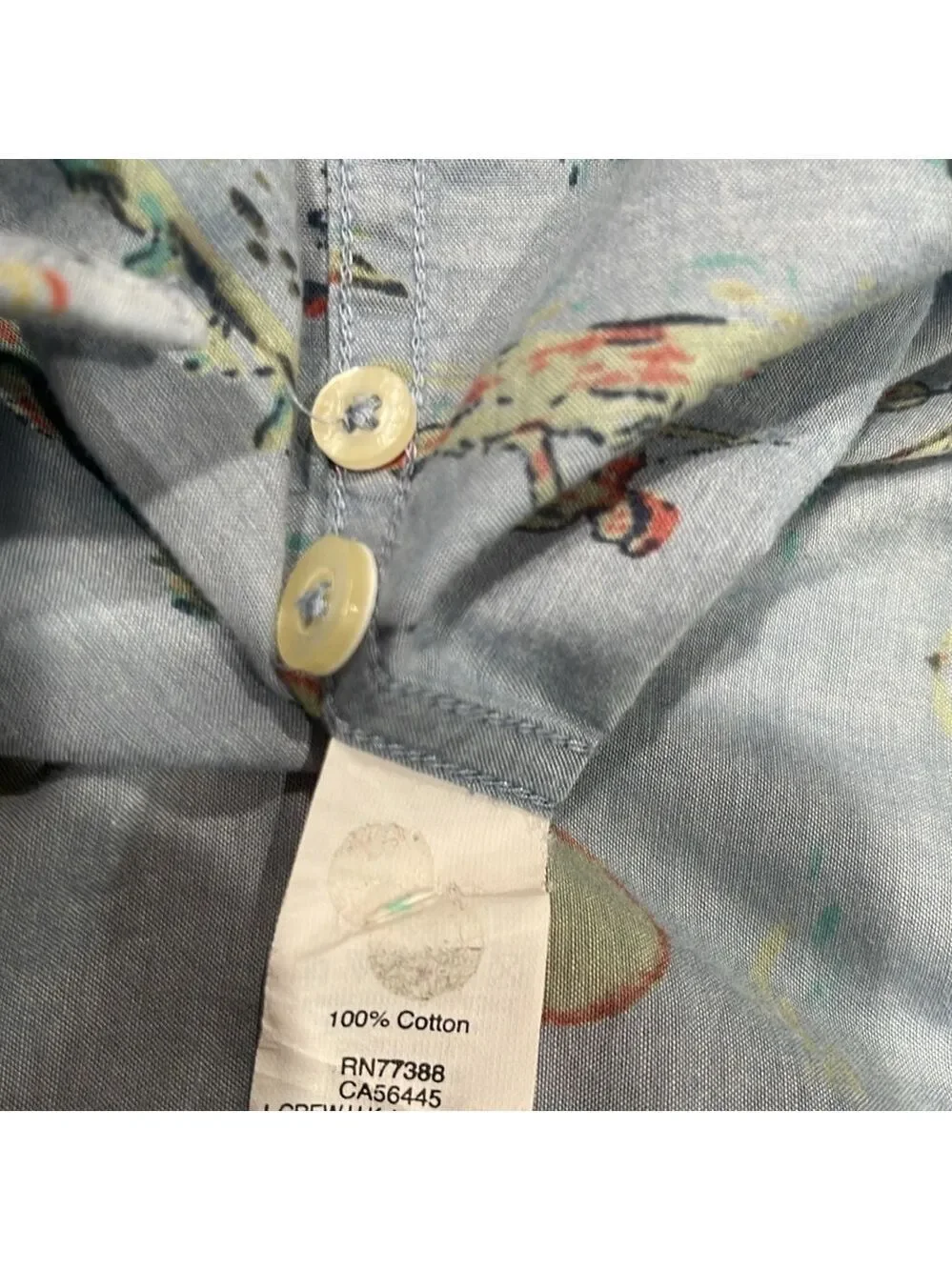 J.Crew Men’s Retro Hawaiian Print Short Sleeve Button Up Casual Shirt SZ XL Blue
